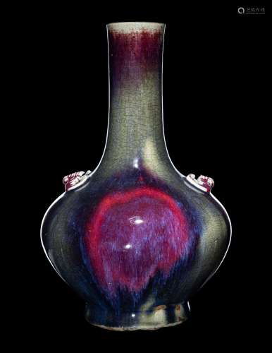 A Flambé Glazed Porcelain Bottle Vase