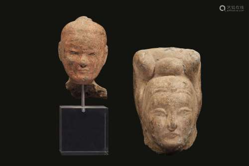 TWO HEAD SCULPTURE, CHINA, SUI-TANG DYNASTY, 7TH-8TH CENTURI...