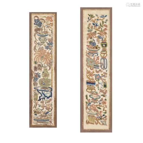 TWO EMBROIDERIES, CHINA, QING DYNASTY, 19TH CENTURY<br />
清...