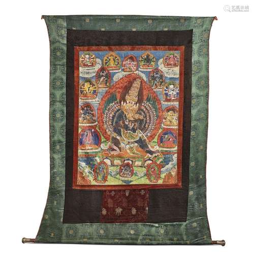 A THANGKA, TIBET, 18TH CENTURY<br />
藏 十八世纪 唐卡唐卡千面...