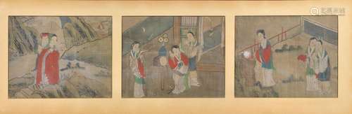 THREE PAINTINGS, CHINA, 20TH CENTURY<br />
中国 二十世纪 仕女...