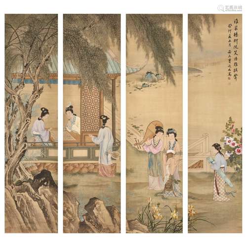 A SERIES OF FOUR PAINTINGS, CHINA, 20TH CENTURY<br />
中国 二...