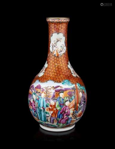 A Chinese Export Famille Rose Porcelain Bottle Vase