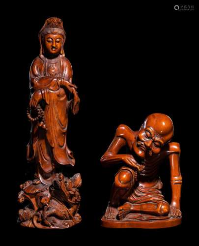 Two Carved Boxwood Figures