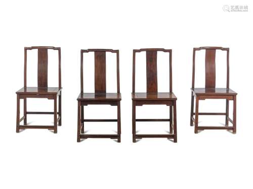 A Set of Four Hardwood Lamphanger Chairs, Dengguayi