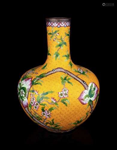 A Large Cloisonné Enamel Peach Vase