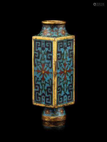 A Cloisonné Enamel Cong-Form Incense Vase