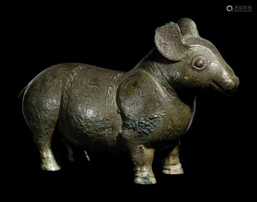 A Yixi Pottery Imitating Bronze Figure of a Tapir