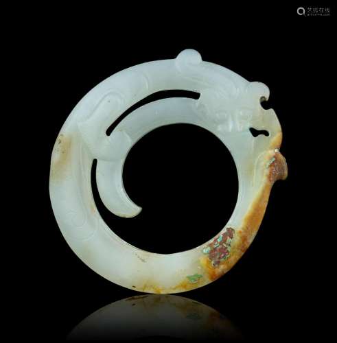 A Carved Jade 'Chilong' Bi Disc