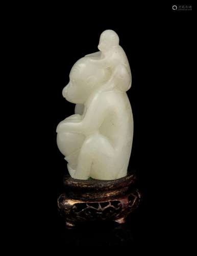 A White Jade 'Monkeys' Carving