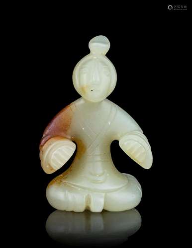 A Small Pale Celadon Jade Figure of a Man