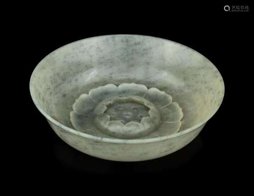 A Greyish Celadon Jade 'Lotus' Bowl