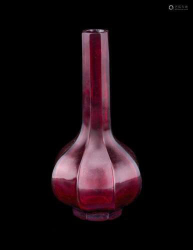 A Transparent Ruby Red Peking Glass Bottle Vase