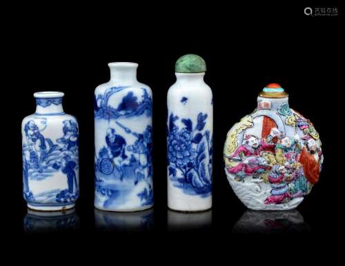 Four Porcelain Snuff Bottles