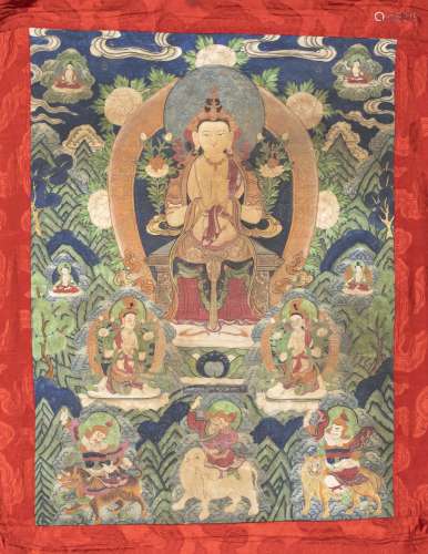 A Large Sino-Tibetan Thangka Depicting Manjushri