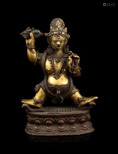 A Parcel-Gilt Bronze Figure of a Jambhala