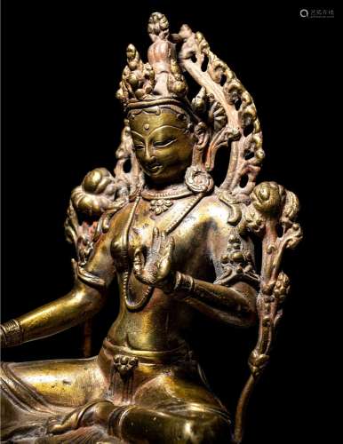 A Nepalese Gilt Bronze Figure of Green Tara