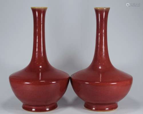 清乾隆年霁红釉胆瓶