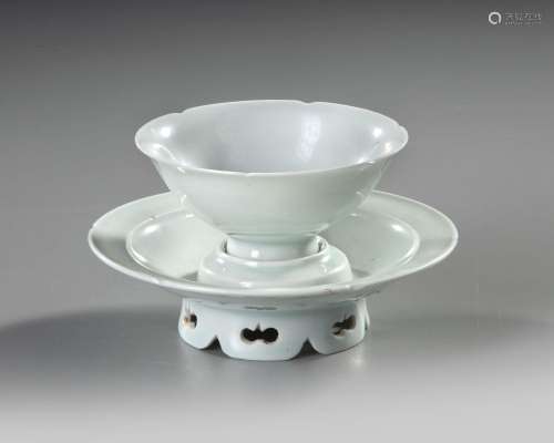A CHINESE 'QINGBAI' CUP AND STAND, SONG DYNASTY (960-1279 AD...