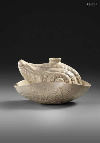 A CHINESE WHITE GLAZED FROG-FORM WATER DROPPER, MING DYNASTY...