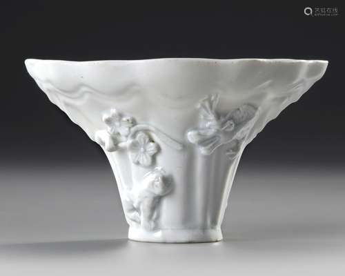 A CHINESE BLANC DE CHINE  LIBATION CUP, 18TH CENTURY