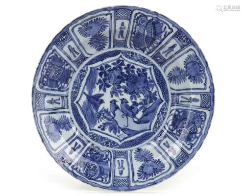 A CHINESE BLUE AND WHITE 'BIRD AND FLOWER' 'KRAAK PORCELAIN'...