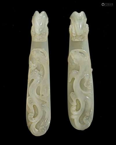 A CHINESE SET OF JADE BELTHOOKS, 19TH-20TH CENTURY