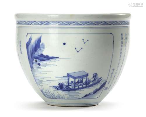 A CHINESE BLUE AND WHITE WATER POT, 19TH CENTURY