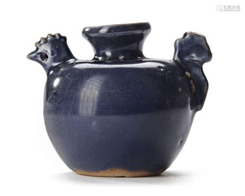 A CHINESE COBALT BLUE GLAZED CHICKEN EWER, MING DYNASTY, 16T...