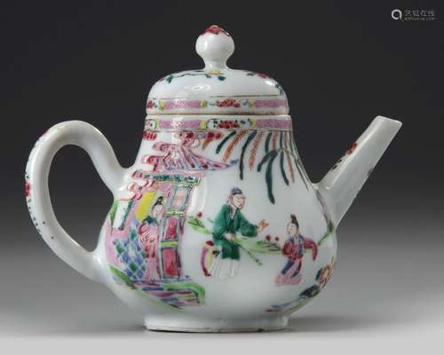 A CHINESE FAMILLE ROSE TEAPOT AND COVER