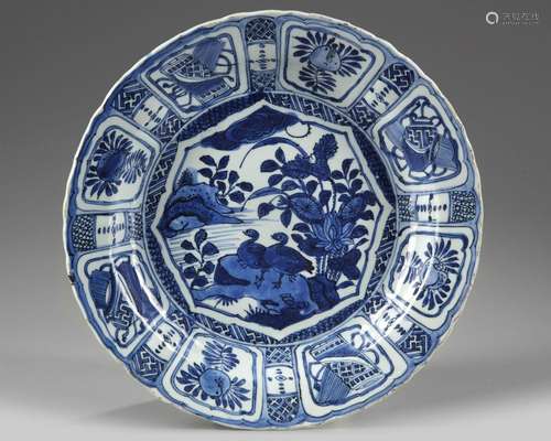 A CHINESE BLUE AND WHITE 'DUCKS AND LOTUS 'KRAAK PORSELEIN' ...