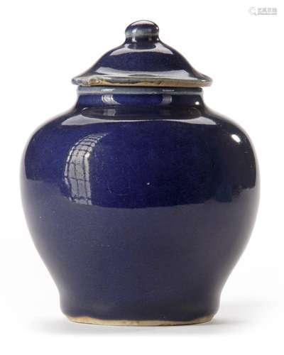 A CHINESE COBALT BLUE JAR AND COVER, LATE MING DYNASTY