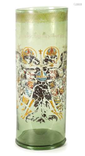 A RARE 16TH CENTURY BOHEMIA ENAMELLED GLASS REICHSADLER HUMP...