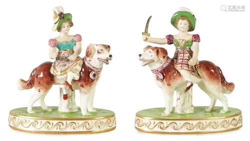 A RARE PAIR OF EARLY 19TH CENTURY MINTON WAR AND PEACE FIGUR...