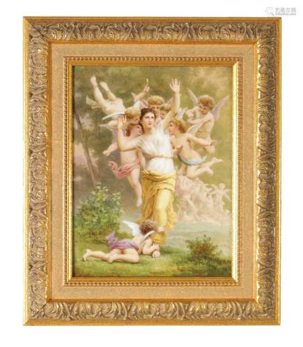 A FINE LATE 19TH CENTURY VIENNA PORCELAIN HANGING PLAQUE SIG...