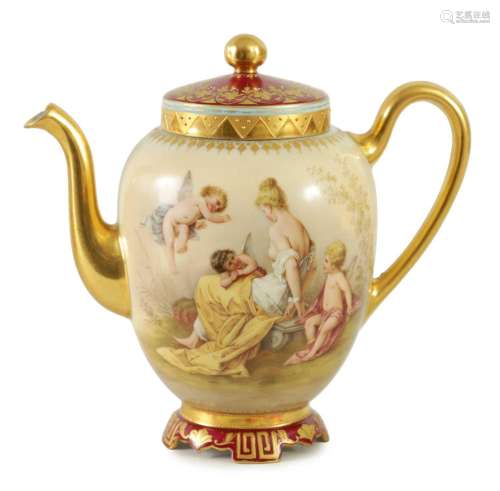 A LATE 19TH/20TH CENTURY VIENNA COFFEE POT AND COVER