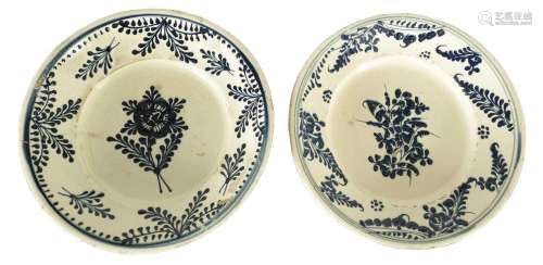 TWO 18TH CENTURY TRANSYLVANIAN CRACKLE GLAZE POTTERY DISHES