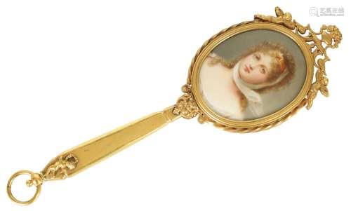 A LATE 19TH CENTURY VIENNA PORCELAIN AND GILT METAL MINIATUR...