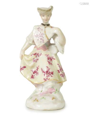 AN 18TH CENTURY MEISSEN PURFUME BOTTLE AND STOPPER IN FITTED...
