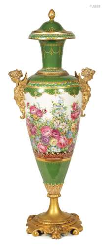 A LARGE 19TH CENTURY ORMOLU MOUNTED SEVERS STYLE PORCELAIN H...