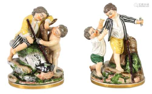 A PAIR OF 19TH CENTURY CONTINENTAL NIDERVILLER PORCELAIN FIG...