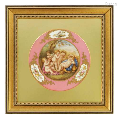 A LATE 19TH CENTURY VIENNA PORCELAIN CIRCULAR HANGING PLAQUE