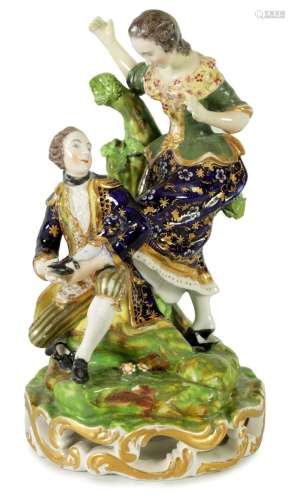 AN EARLY 19TH CENTURY DERBY FIGURE GROUP OF THE COURT SHOE F...