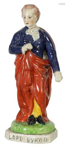 A MID 19TH CENTURY STAFFORDSHIRE FIGURE OF LORD BYRON
