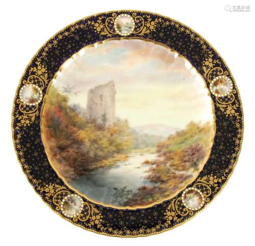 A LATE 19TH CENTURY COUNTRY LANDSCAPE CABINET PLATE PAINTED ...