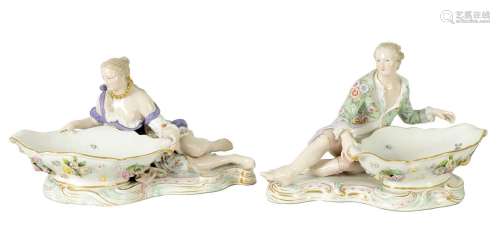 A PAIR OF LATE 19TH CENTURY MEISSEN PORCELAIN FIGURAL SWEETM...