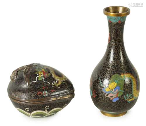TWO PIECES OF CHINESE CLOISONNE ENAMEL