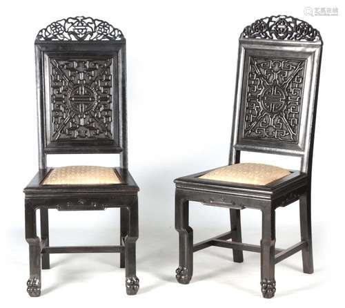 A PAIR OF CHINESE HARDWOOD CHAIRS