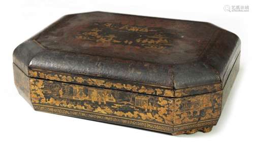 A MEIJI PERIOD JAPANESE LACQUERED FITTED GAMES BOX OF OCTAGO...