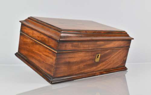 A Late Victorian Mahogany Sewing or Work Box with Hinged Lid...
